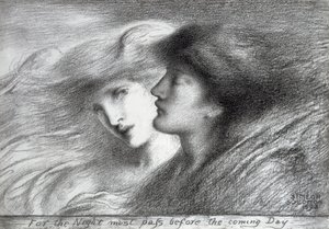 „Bo noc musi minąć przed nadchodzącym dniem”, 1893 (węgiel na papierze) autorstwa Simeon Solomon